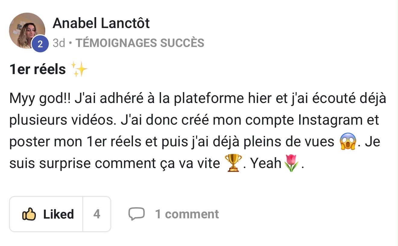 Anabel Lanctôt — premier réel posté avec déjà plein de vues
