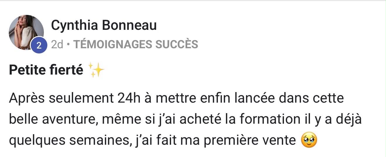 Cynthia Bonneau — première vente après seulement 24h