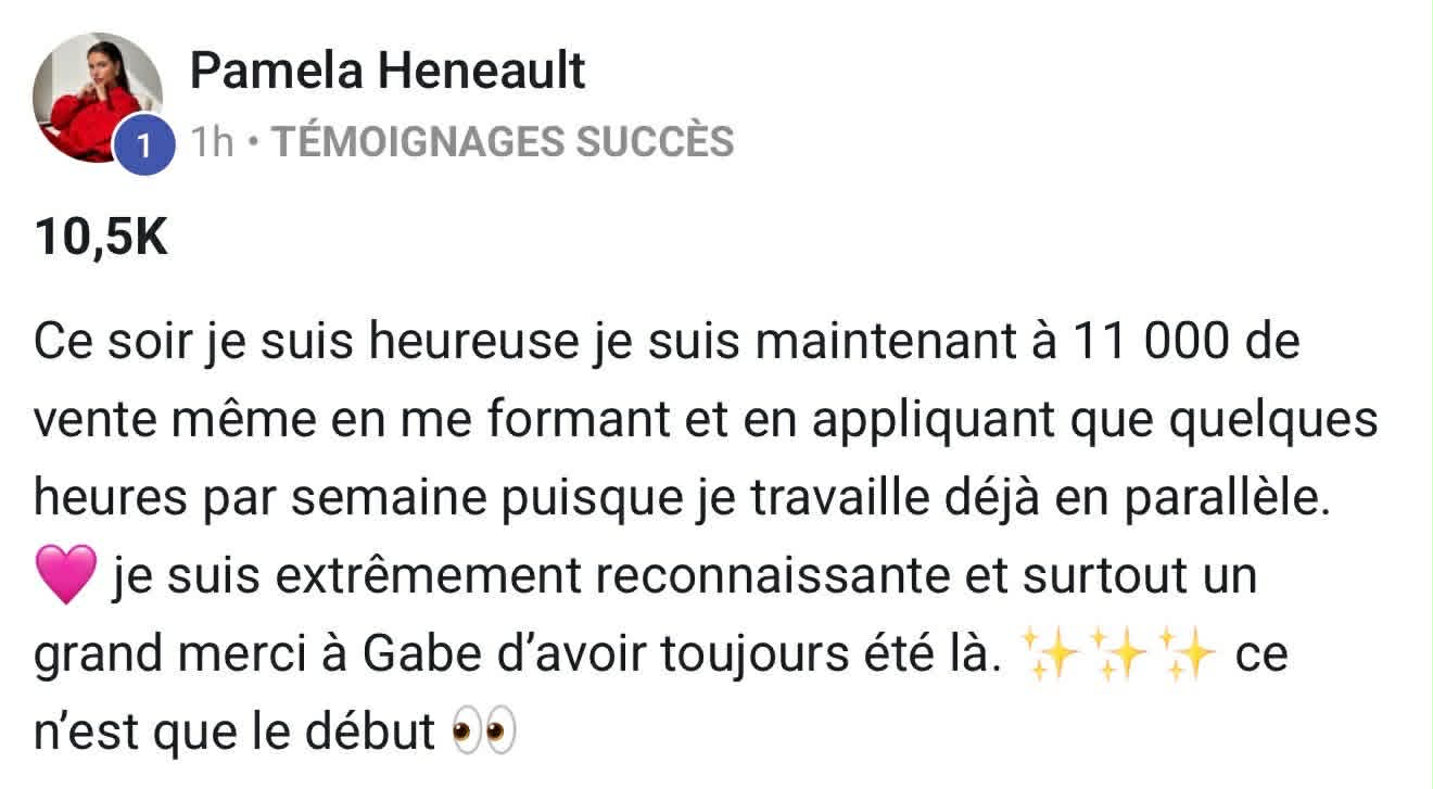 Pamela Heneault — 11 000$ de vente en quelques heures par semaine