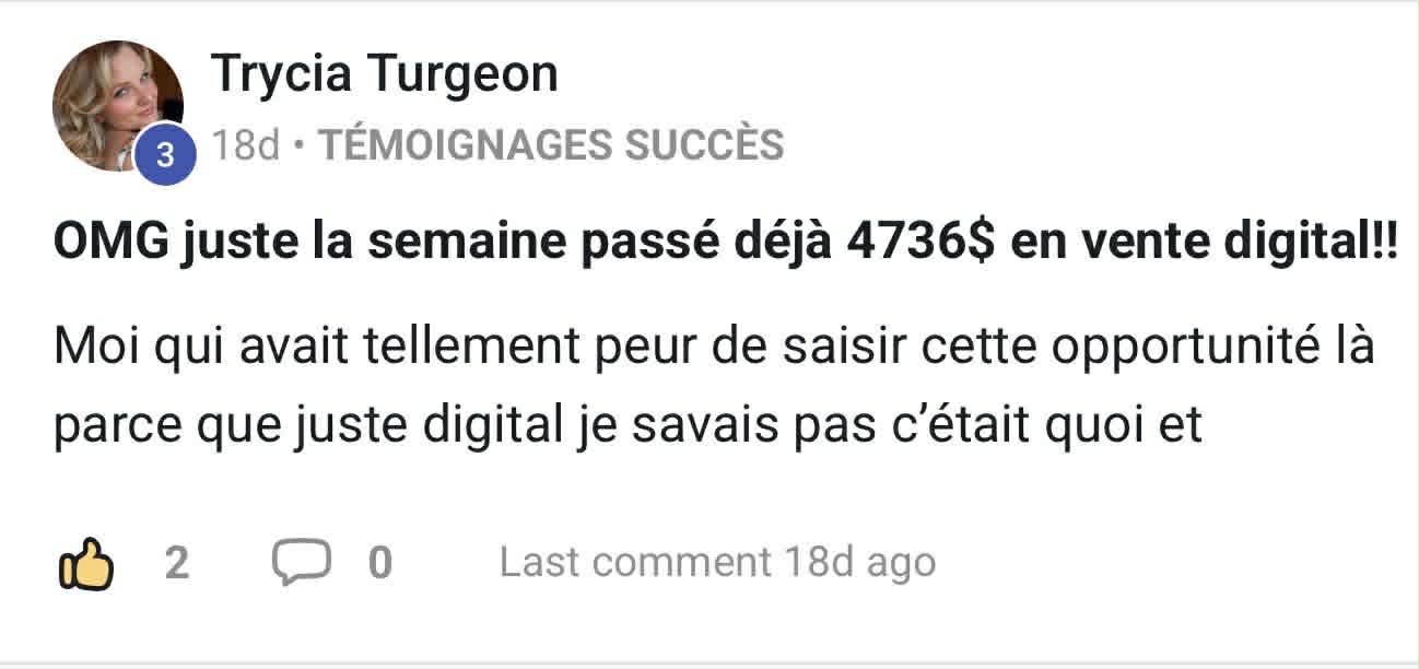 Trycia Turgeon — 4 736$ en vente digital en une semaine